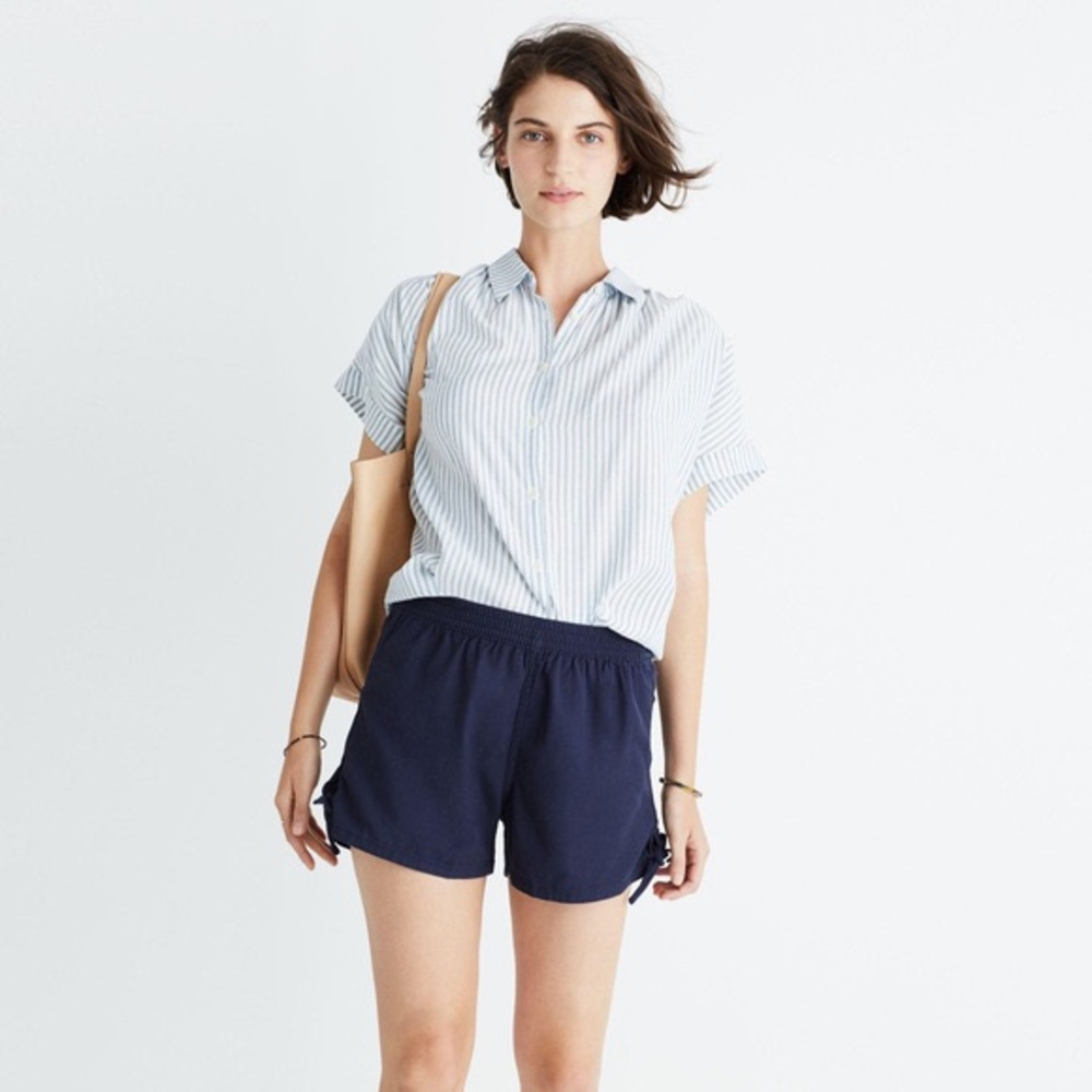 Madewell Navy Pull On Side Tie Shorts